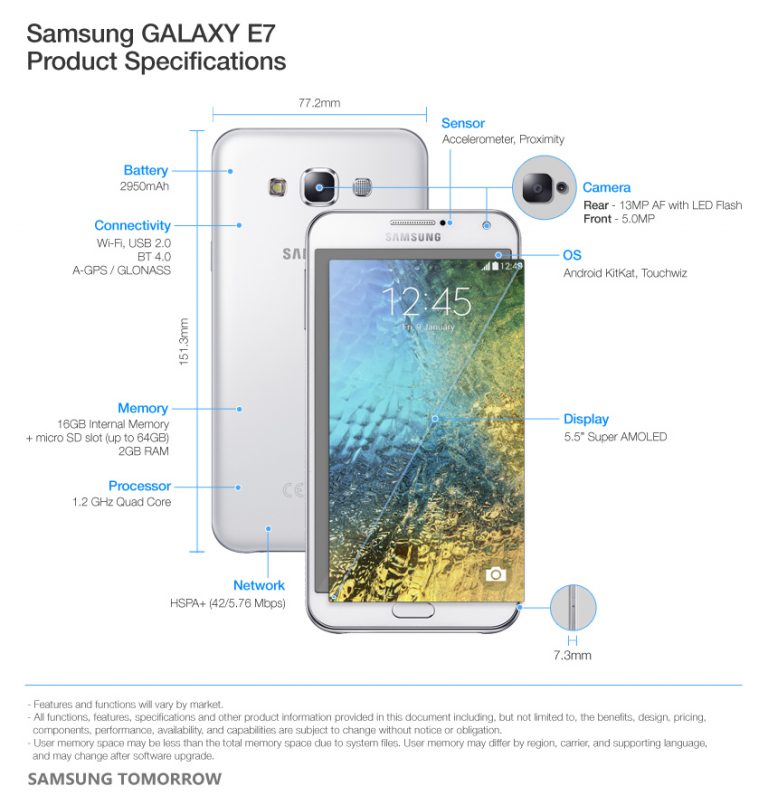 samsung e7 model