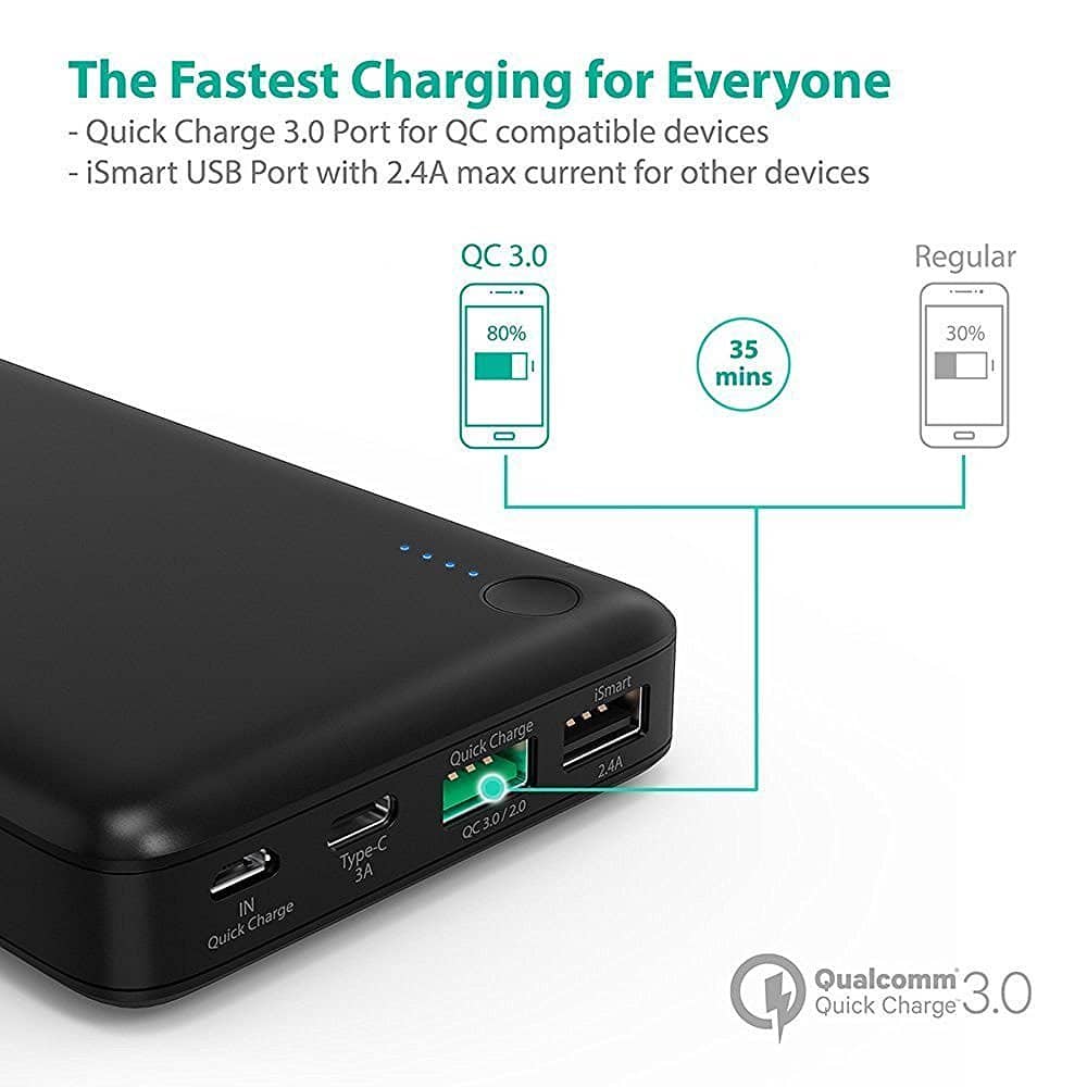 RAVPower Turbo+ 20100 mAh (Type-C + QuickCharge3.0) - 3