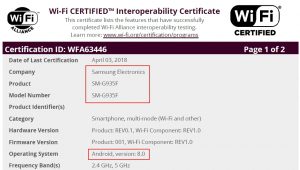 galaxy S7 edge android 8.0 oreo certificated