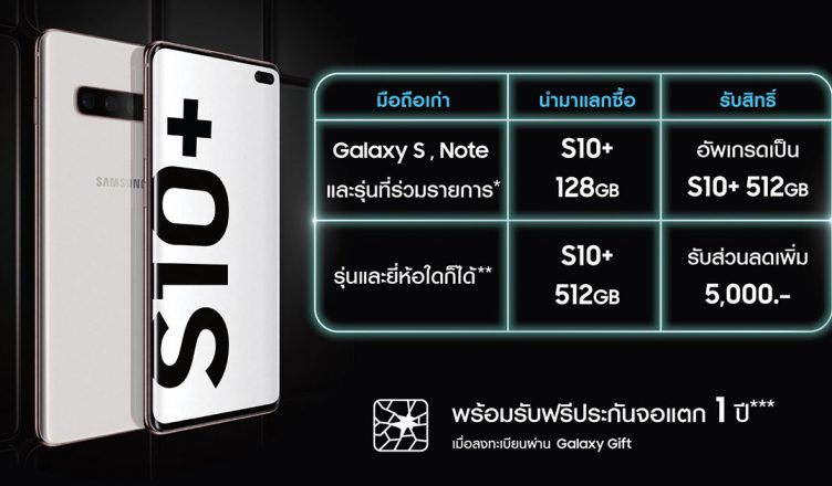 ซัมซุงจัดโปรเก่าแลกใหม่ แลกซื้อ Samsung Galaxy S10+ ในราคาสุดคุ้ม